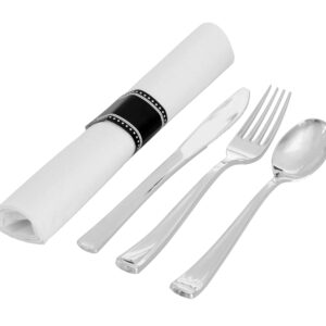 Napkin Roll w/ Silver Fork, Knife & Spoon