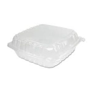 8"x8" Clear Hinged Lid Container - 1-comp